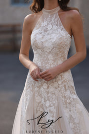 Vestido de novia de organza floral 3D sin tirantes con mangas desmontables
