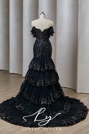 Vestido de novia de organza floral 3D sin tirantes con mangas desmontables