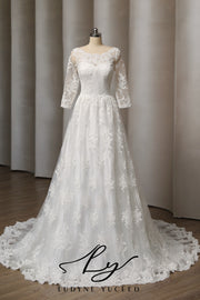 Vestido de novia de organza floral 3D sin tirantes con mangas desmontables