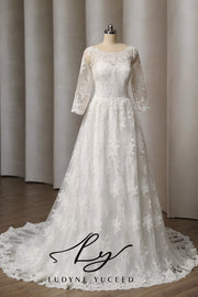 Vestido de novia de organza floral 3D sin tirantes con mangas desmontables