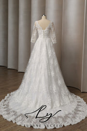 Vestido de novia de organza floral 3D sin tirantes con mangas desmontables