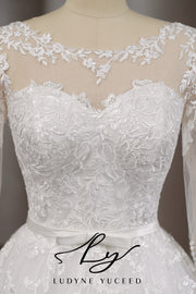 Vestido de novia de organza floral 3D sin tirantes con mangas desmontables