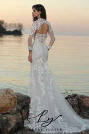 Vestido de novia de organza floral 3D sin tirantes con mangas desmontables