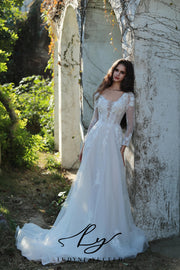 Vestido de novia de organza floral 3D sin tirantes con mangas desmontables