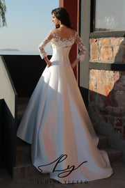 Vestido de novia de organza floral 3D sin tirantes con mangas desmontables