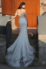 Vestido de novia de organza floral 3D sin tirantes con mangas desmontables