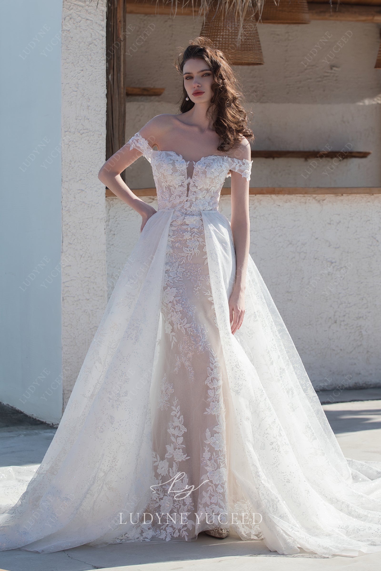 Timeless Fit And Flare Wedding Dress with Overskirt