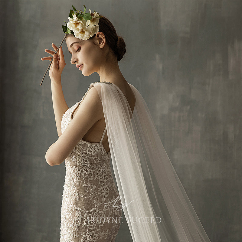 Sparkling Bridal Cape With Rhinestone Embellishments