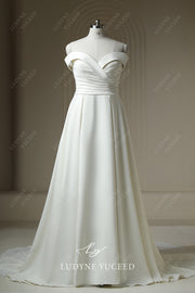 Sweetheart A Line Pleated Sleeveless A Line Court Train Wedding Dress