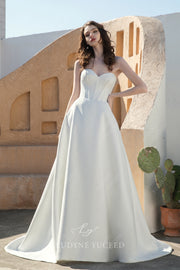 Modern Strapless Satin Ballgown Wedding Dress