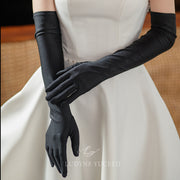 Black Satin Wedding Gloves With A French Hepburn Style