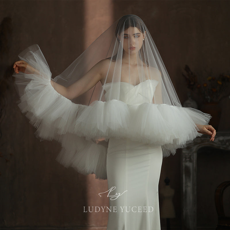 Two-Tier Handmade Ruffle Tulle Wedding Veil