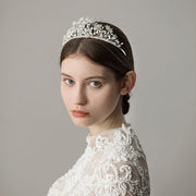 Flawless Snowflake Flower Pearl Bridal Headpiece