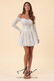 Vestido de novia de organza floral 3D sin tirantes con mangas desmontables