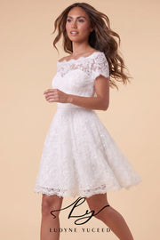 Abito da sposa a-line senza spalline in organza floreale 3D con maniche staccabili