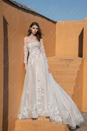 In Stock|Fairytale Floral Lace A-line Bridal Gown