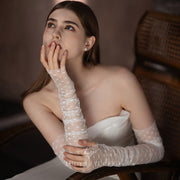 Sweet Heart-shaped Lace Wholesale Fingerless Long Bridal Gloves