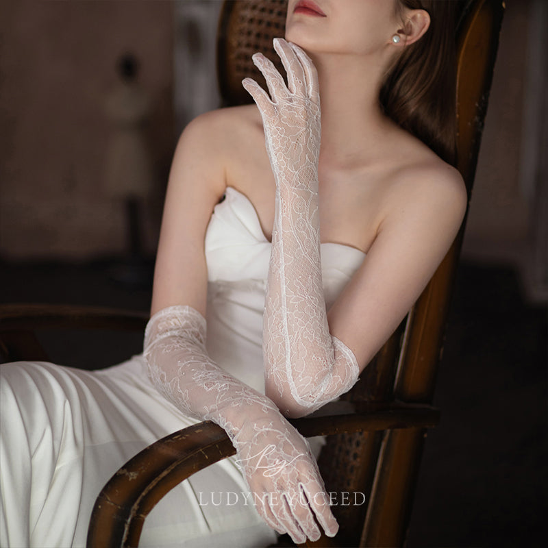 Elegant Fairy Sheer Long Lace Bridal Gloves