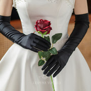 Black Satin Wedding Gloves With A French Hepburn Style