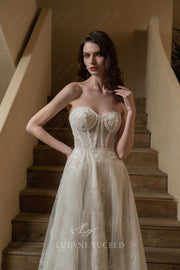 Enchanting A-Line Sweetheart Detachable Sleeves Wedding Dress