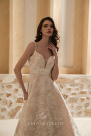 Floral A-Line Organza Wedding Dress