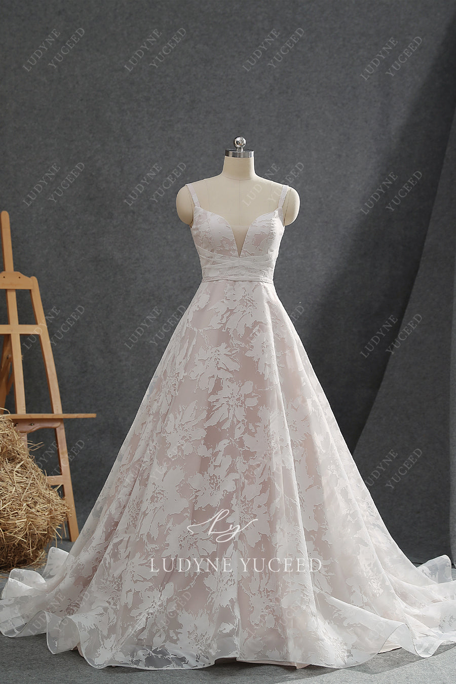 Floral A-Line Organza Wedding Dress