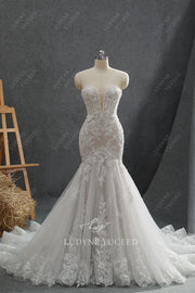 Sparkling Plunging Sweetheart Detachable Sleeves Wedding Dress