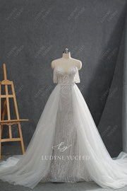 In Stock|Off The Shoulder Fit And Flare Beaded Lace Wedding Dress