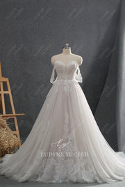 Romantic Tulle Floral Lace A-line Wedding Dress