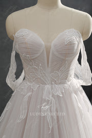 In Stock|Romantic Tulle Floral Lace A-line Wedding Dress