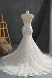 Elegant Fit And Flare Floral Lace Wedding Dress