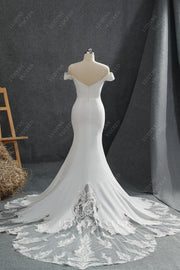 Crepe Fit And Flare Embellished Sweetheart Wedding Dress