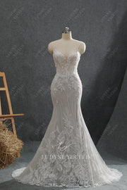 Beaded Lace Fit And Flare Sequined Glitter Tulle Wedding Dress