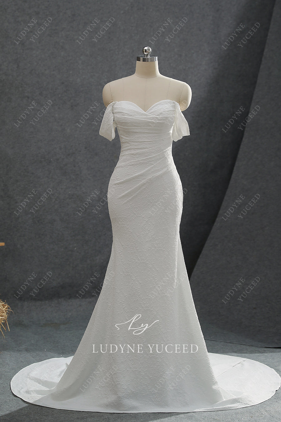 Simple And Elegant Satin Off-The-Shoulder Wedding Dress