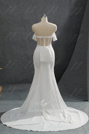 Simple And Elegant Satin Off-The-Shoulder Wedding Dress