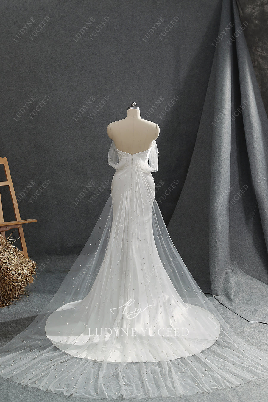 Silk Fit And Flare Off The Shoulder Wedding Dress