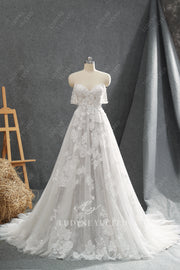 Enchanting Off The Shoulder A-Line Lace Tulle Wedding Dress