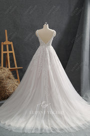 Classic Ballgown V Neck Detachable Long Sleeves Wedding Dress