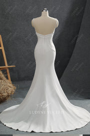 Crepe V-Neck Sexy Exposed Boning Spaghetti Straps Wedding Dress