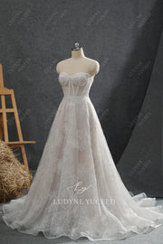 Enchanting A-Line Sweetheart Detachable Sleeves Wedding Dress