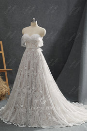 Dreamy Lace Bohemian Off The Shoulder Wedding Dress