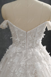 Luxury 3D Floral Lace Off The Shoulder Ballgown Wedding Dress