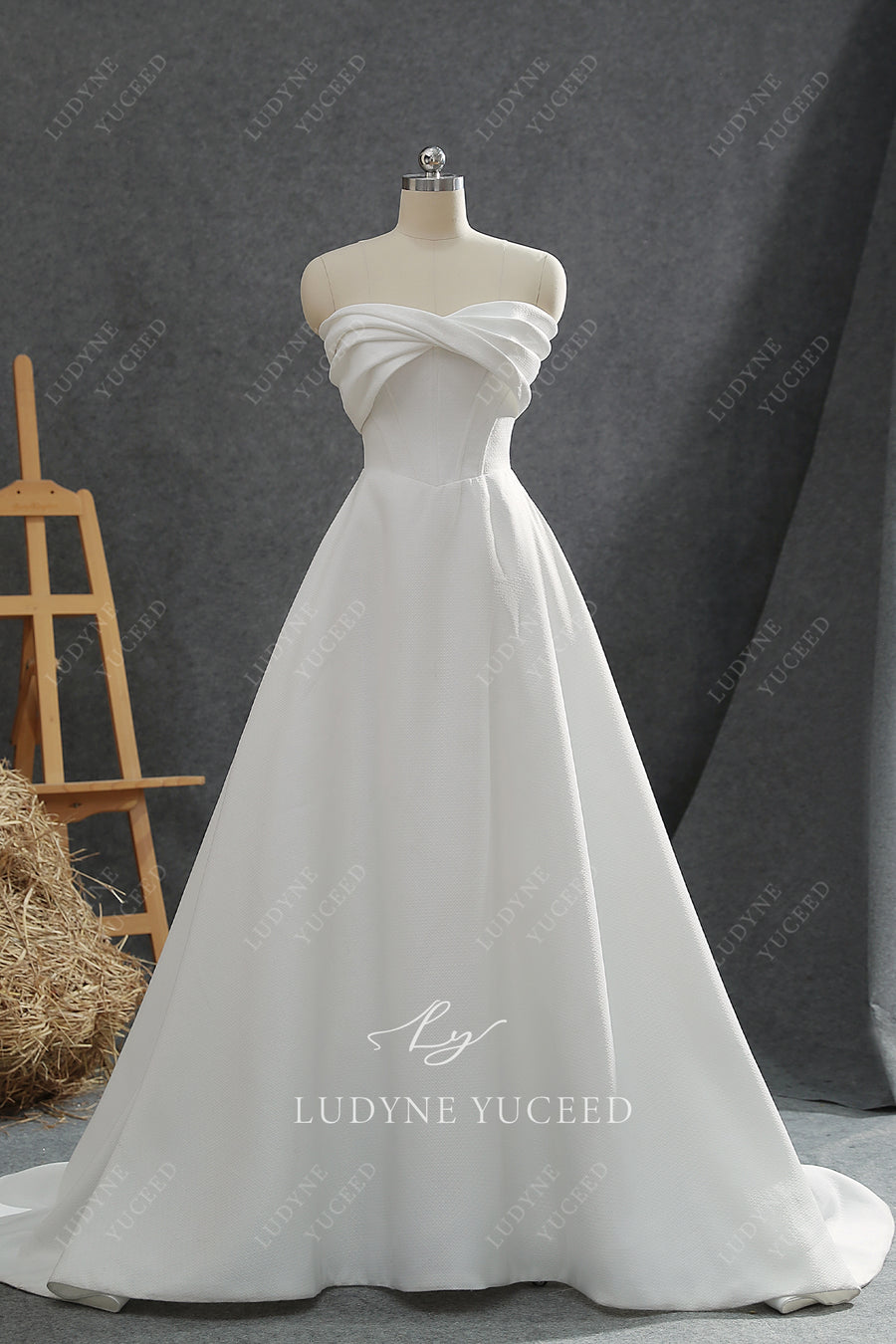 Modern Strapless Satin Ballgown Wedding Dress