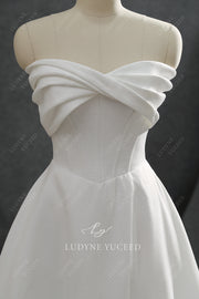 Modern Strapless Satin Ballgown Wedding Dress