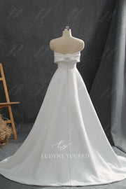 Modern Strapless Satin Ballgown Wedding Dress