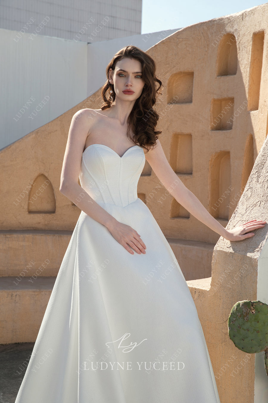 Modern Strapless Satin Ballgown Wedding Dress