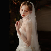 Classic Pearls Two Tiered Chapel Length Wholesale Wedding Veil