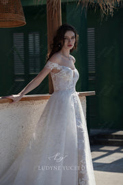 Timeless Fit And Flare Wedding Dress with Overskirt