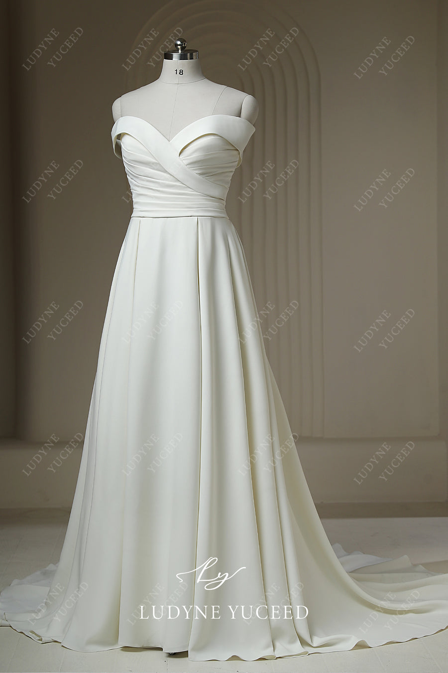 Sweetheart A Line Pleated Sleeveless A Line Court Train Wedding Dress