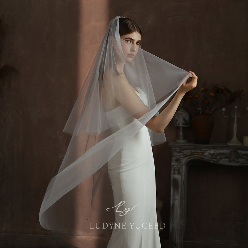 Diamond-Studded Double-Layer Bridal Veil